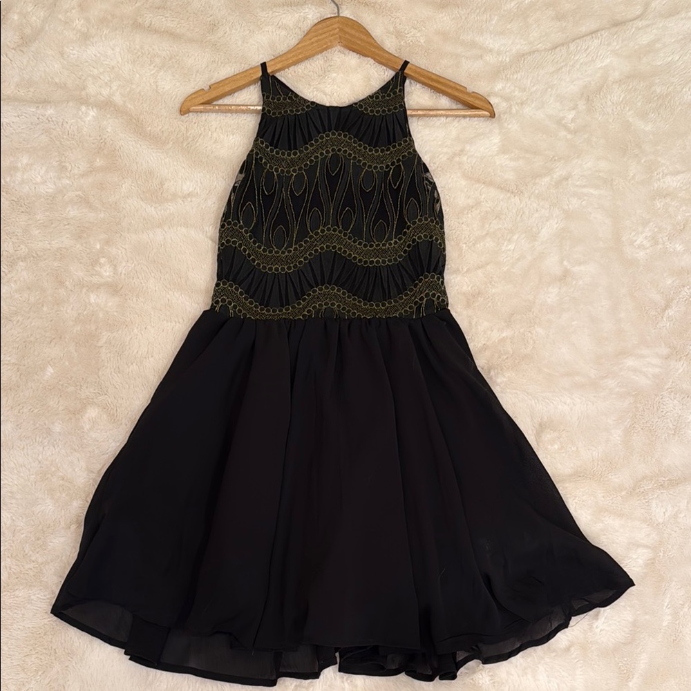 Elegant Black and Gold Kids Dress